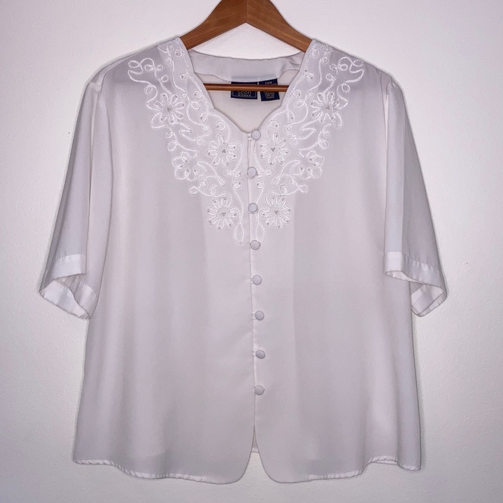 Laura Scott Woman 20w White Button Down Blouse